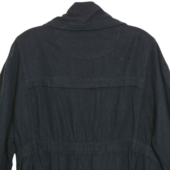 Eddie Bauer Blue Linen Blend Utility Jacket Lightweight Casual Classic Sporty L - Picture 7 of 11